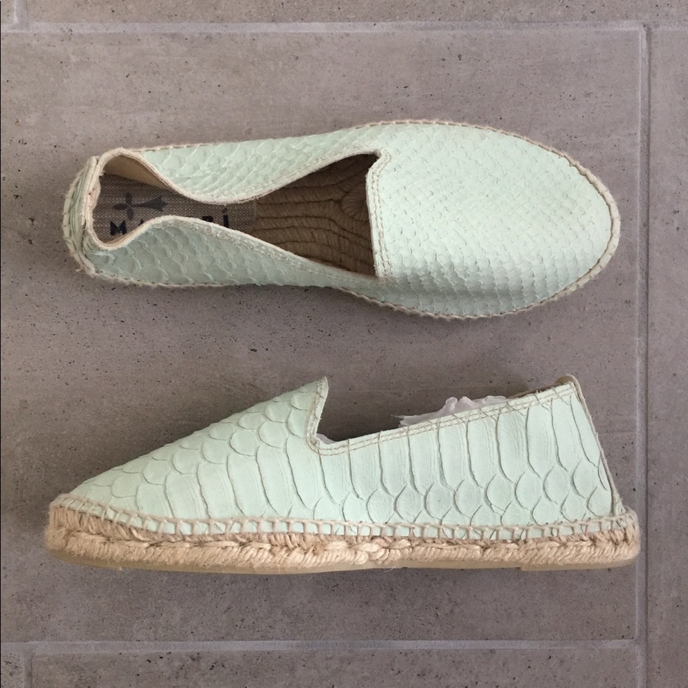Mint Manebi Python Embossed Leather Espadrilles 38 - image 1